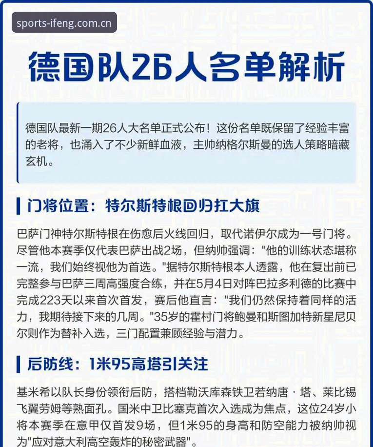 德国队26人大名单深度分析：诺伊尔回归与18岁新星入围背后的战略布局
